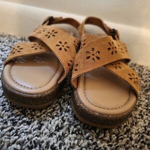 Kids Tan Wedge Sandals
